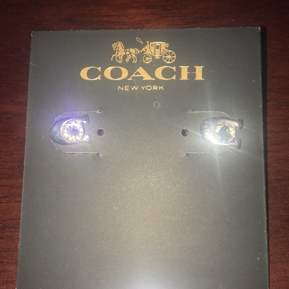 Coach “C” studded sterling silver earrings